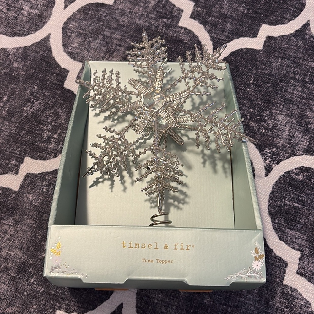 Tinsel & Fir Snowflake Christmas Tree Topper